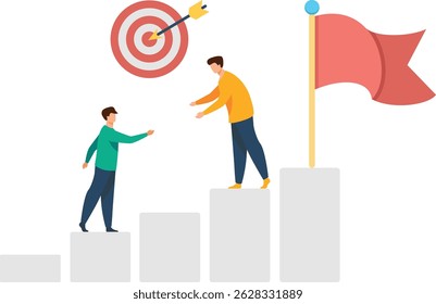 Business mentors help colleagues to succeed and reach goals Illustration