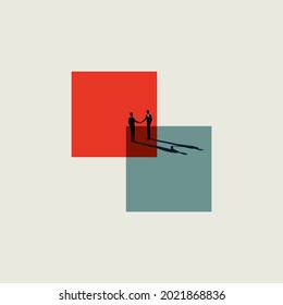 Business merger, acquisition and deal vector concept. Symbol of cooperation, partnership, handshake. Minimal eps10 illustration - Shutterstock ID 2021868836
