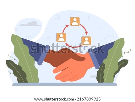 Business merger concept. Business acquisition, progress and success. Company expansion, takeover and merger. Idea of firm promotion for a new marketplace. Flat vector illustration