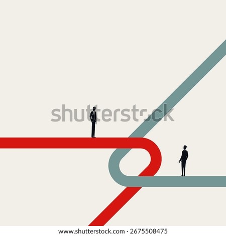 Business merger and connection vector concept. Symbol of partnership, collaboration. Minimalist design eps10 Illustration.
