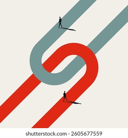 Business merger or cooperation vector concept. Symbol of deal, agreement, strategy, union. Minimal design eps10 illustration.