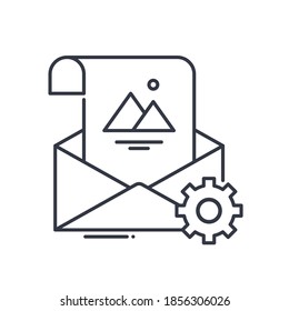 Business message icon, linear isolated illustration, thin line vector, web design sign, outline concept symbol with editable stroke on white background.