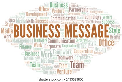 Business Message word cloud. Collage made with text only.