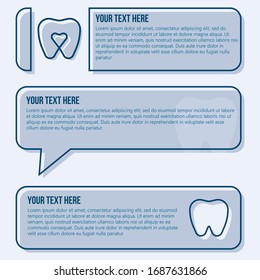 Business messages or quotes about teeth. Simple infographic design template 
in blue shades. It can be used for presentation, web design, quotes, survey, banner, study.