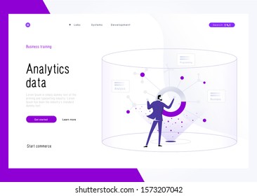 Business metaphor. 
Man in futuristic space studies technological data
Compare with your trade model. Commerce enterprise. Leader skills taking to a new level your company. Isolated