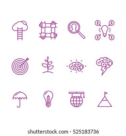 Business Metaphor Minimalistic Flat Line Outline Stroke Pictogram Symbol Set Collection