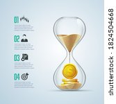 business metaphor - time is money, graphic of sandglass with golden coins inside