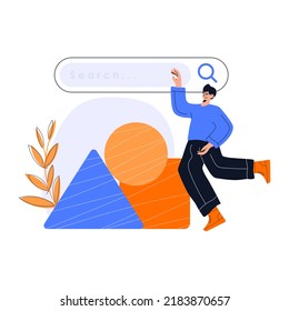 Business metaphore for search or research, development, web surfing. Trendy outline characters for web or ui design. Flat vector illustration