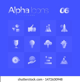 Business metaphors spot illustrations for branding  web design  presentation  logo  banners  Clean gradient icons set and thin lines   flat shapes  Pure transparency effect blue color background