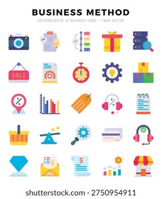 Business Method Icons Pack. Flat icons set. Flat icon collection set. Simple vector icons.