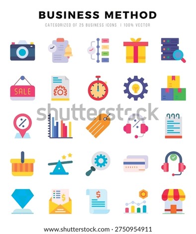 Business Method Icons Pack. Flat icons set. Flat icon collection set. Simple vector icons.
