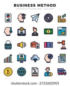 Paquete de iconos de método de negocio. Conjunto de iconos de color lineal. Conjunto de colecciones de método de negocio.