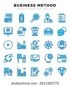 Business Method Icons Pack Two Color Style. Vector illustration.