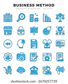 Business Method icons Pack. Two Color icons set. Business Method collection set.