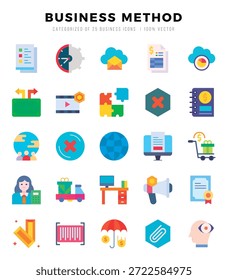 Conjunto de iconos de método de negocio. Ilustración vectorial.