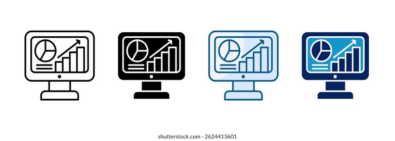 Conjunto de Ícones de Métricas Comerciais com Vários Estilos