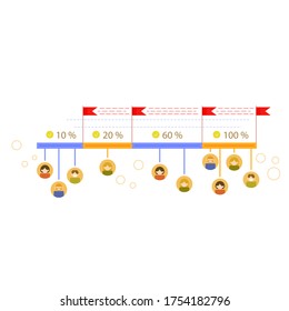 Business milestones timeline workflow vector infographics. Template - pointers on curved road line. Corporate milestones graphic elements. Company presentation slide template with year periods. 