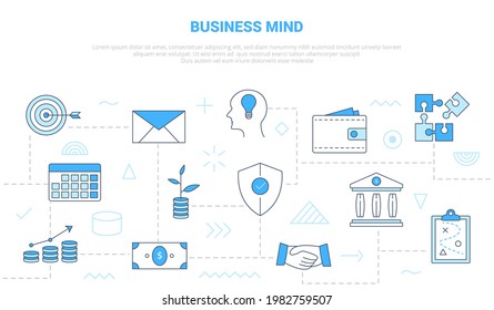 business mind concept with icon set template banner with modern blue color style