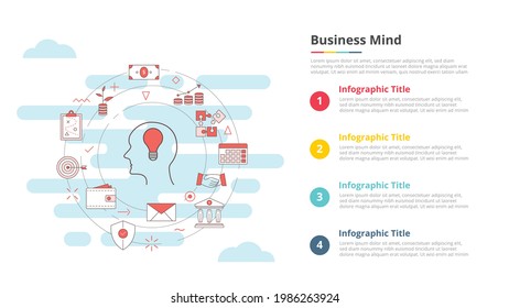 business mind concept for infographic template banner with four point list information