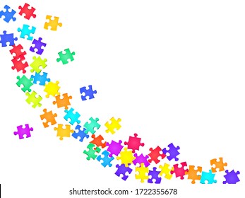 Business mind-breaker jigsaw puzzle rainbow colors parts vector illustration. Group of puzzle pieces isolated on white. Challenge abstract concept. Jigsaw gradient plugins.