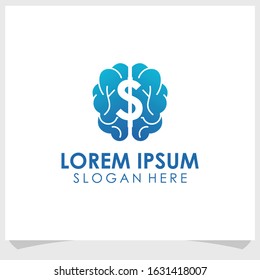 business mindset logo design template, brain logo design vector