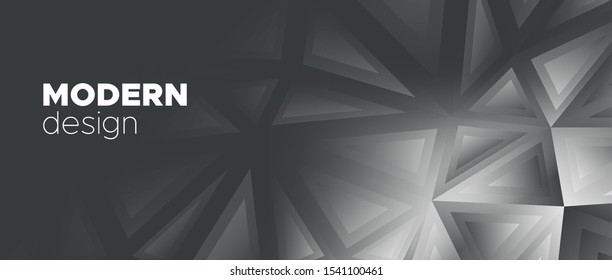 Business Minimal Concept. Graphic Polygon Wallpaper. Metal Creative Geometry. 3d Modern Landing Page. Metallic Minimal Poster. Gray Vector Polygonal Banner. Vector Landing Page. Minimal Design.