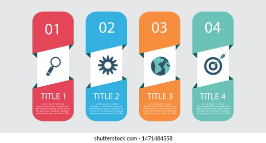 business minimal info graphic template, 4 options info graphic layout, vector design element with icons