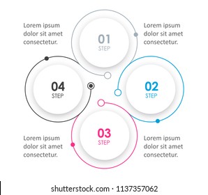 Business minimal Infographic design template with 4 options or steps.  Can be used for process diagram, presentations, workflow layout, banner, flow chart, info graph.