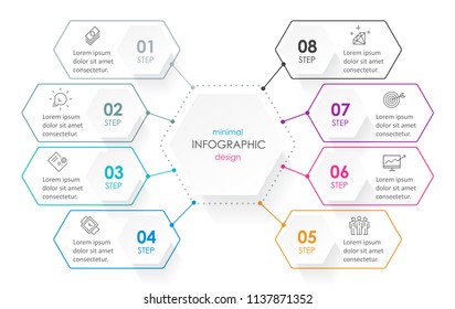 Business minimal Infographic design template with 5 options or steps.  Can be used for process diagram, presentations, workflow layout, banner, flow chart, info graph.