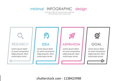 Business minimal Infographic design template with icons and 4 options or steps.  Can be used for process diagram, presentations, workflow layout, banner, flow chart, info graph.