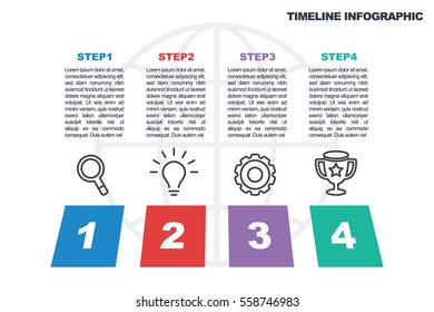 business minimal infographic template, 4 steps timeline infographic layout, vector design element with icons