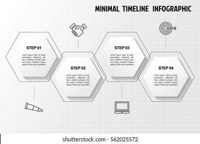 business minimal infographic template, 4 steps timeline infographic layout, vector design element with icons