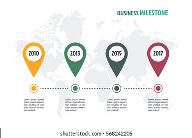 Business Minimal Infographic Template, 4 Steps Business Milestone Timeline Infographic Layout, Vector Design Element