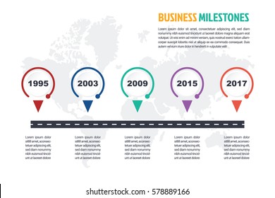 business minimal infographic template, 5 steps business milestone history timeline infographic layout, vector design element