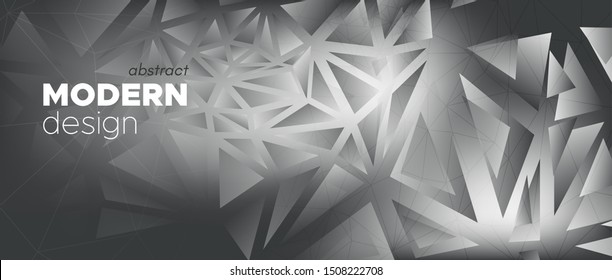 Business Minimal Poster. Graphic Polygonal Banner. Gray Creative Geometry. 3d Modern Landing Page. Gradient Minimal Design. Foil Vector Polygon Wallpaper. Graphic Landing Page. Minimal Concept.