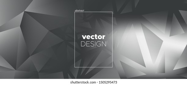 Business Minimal Poster. Vector Polygon Wallpaper. Gray Geometric Shapes. 3d Abstract Landing Page. Metallic Minimal Concept. Metal Graphic Polygon Background. Graphic Landing Page. Minimal Design.