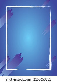 Business minimalist blue and purple gradient plus white brush border poster vector background