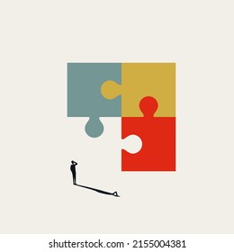 Business missing puzzle piece vector concept. Symbol of solution, problem and challenge. Minimal design eps10 illustration.