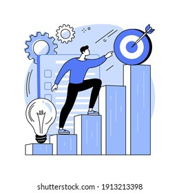 Business mission abstract concept vector illustration. Mission statement, business goals and philosophy, company vision, core values, customer engagement, loyalty and satisfaction abstract metaphor.