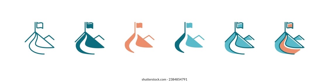 business mission journey to target goal success icon vector career challenge competitive growth to get summit symbol illustration simple design
