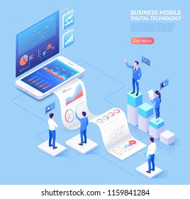 Business Mobile Application Vector Isometric Illustrations.