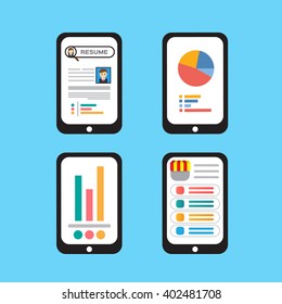 Business Mobile applications concept. Flat design vector illustration