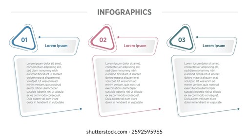 Business model with 3 rectangular frames placed in horizontal row. Concept of three features of startup project. Modern infographic design template. Modern flat vector illustration for presentation.