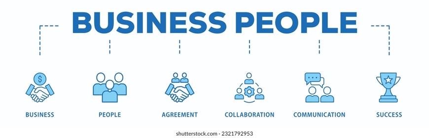 Banner de modelo de negocio icono de la web concepto de ilustración vectorial con icono de visión, competencia, socio, gestión, marketing, estrategia, crecimiento e ingresos