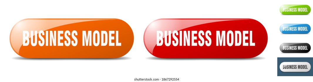 Business Model Button. Sign. Key. Push Button Set