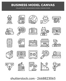 Business Model Canvas. 25 Essential Icons for Strategic Planning
