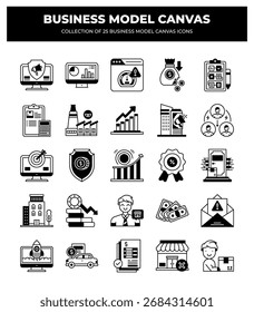 Business Model Canvas. 25 Essential Icons for Strategic Planning