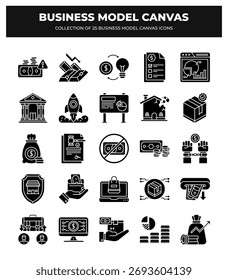 Business Model Canvas. 25 Essential Icons for Strategy and Planning