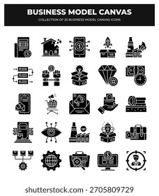 Business Model Canvas. 25 Essential Icons for Strategic Planning
