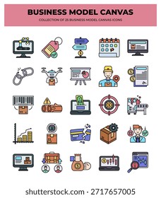 Business Model Canvas. 25 Essential Icons for Strategic Planning